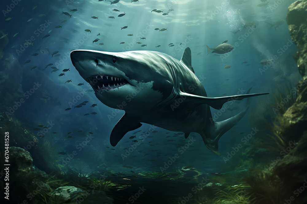 Fototapeta premium underwater animals, animal, water world, underwater fish, shark, turtles, underwater world