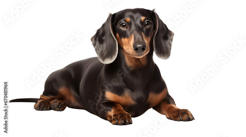 Portrait of dachshund dog sitting isolated on white background, png