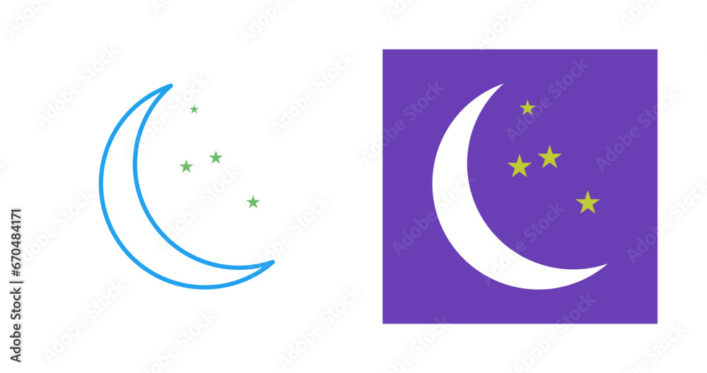 Fototapeta premium Moon and Stars Vector Icon