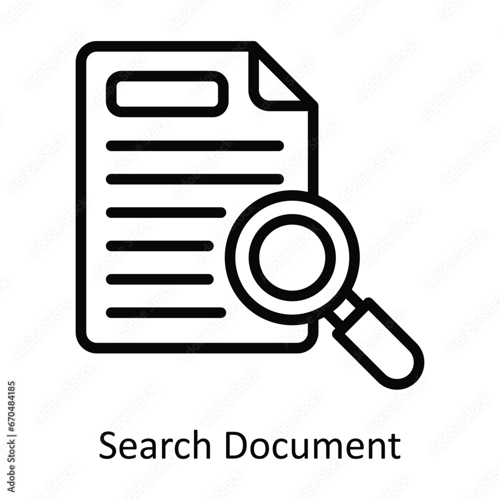Search Document vector outline Design illustration. Symbol on White background EPS 10 File Search Document vector outline Design illustration. Symbol on White background EPS 10 File