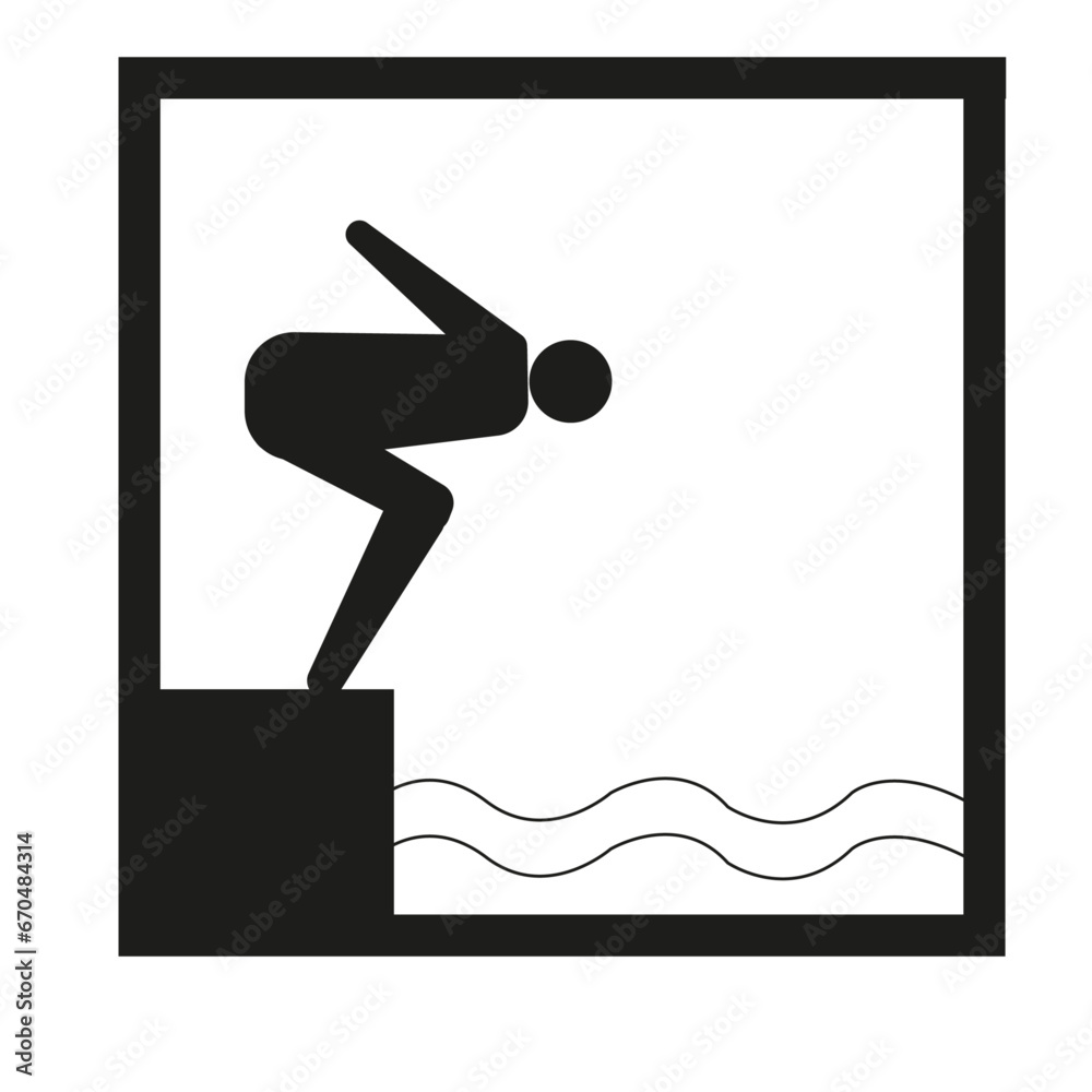 Panneau en idéogramme indiquant une piscine ou un centre aquatique Panneau en idéogramme indiquant une piscine ou un centre aquatique