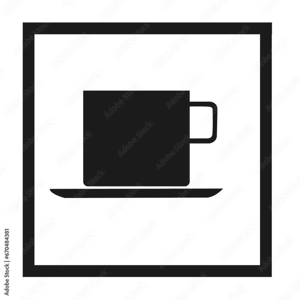 Panneau en forme d'idéogramme indiquant un débit de boissons, une cafétaria Panneau en forme d'idéogramme indiquant un débit de boissons, une cafétaria
