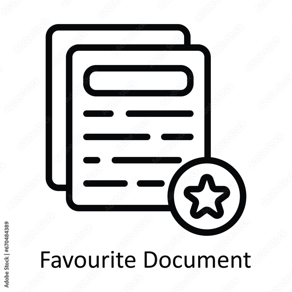 Favorite Document vector outline Design illustration. Symbol on White background EPS 10 File Favorite Document vector outline Design illustration. Symbol on White background EPS 10 File
