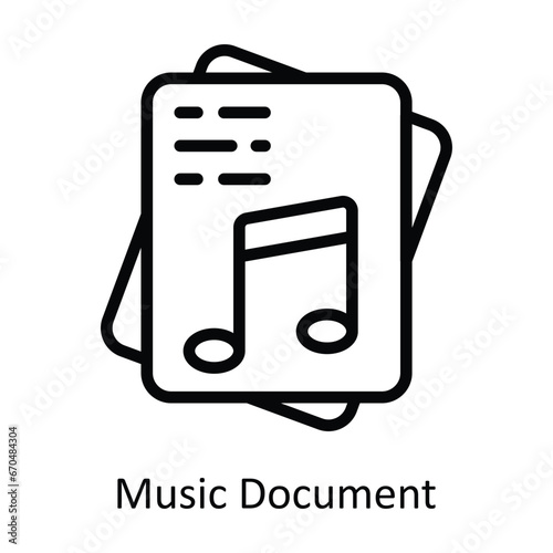 Music Document vector outline Design illustration. Symbol on White background EPS 10 File 