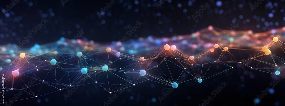 Digital technology background. Network connection dots - obrazy, fototapety, plakaty 