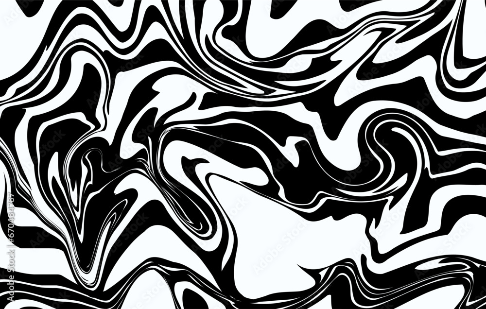Abstract marble distorted monochrome background. Vector ink liquid psychedelic pattern