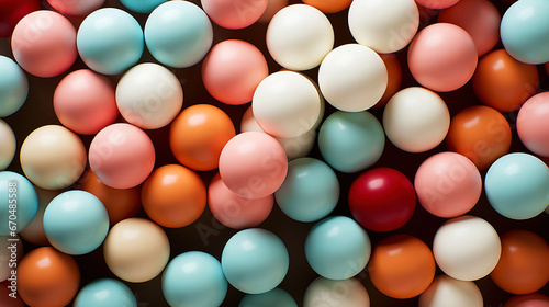 Pastel colored balls background. Abstract cute backdrop. Generative AI