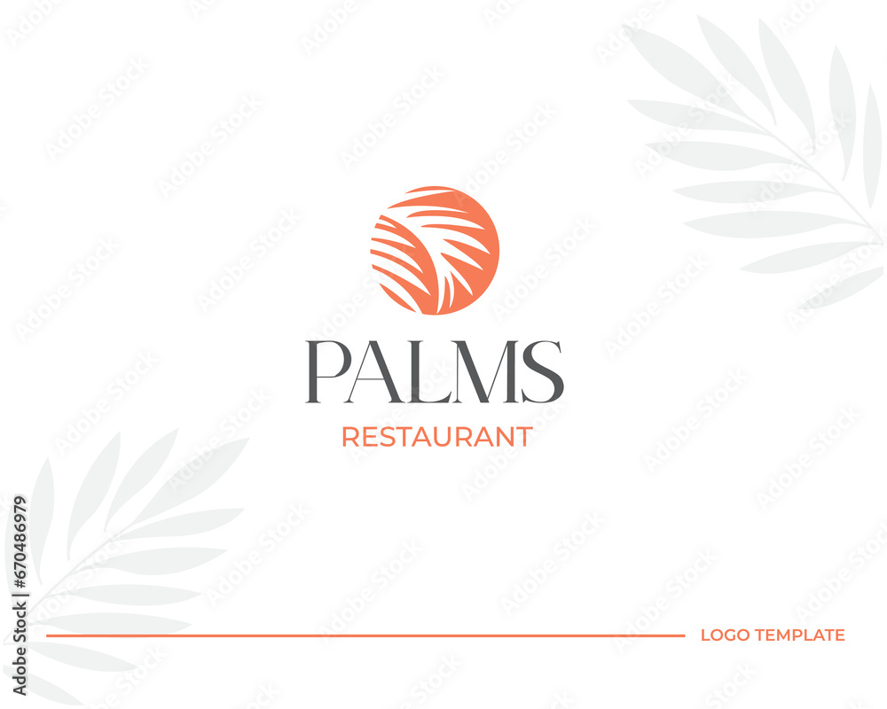 The palm resort logo design is simple and elegant - obrazy, fototapety, plakaty 