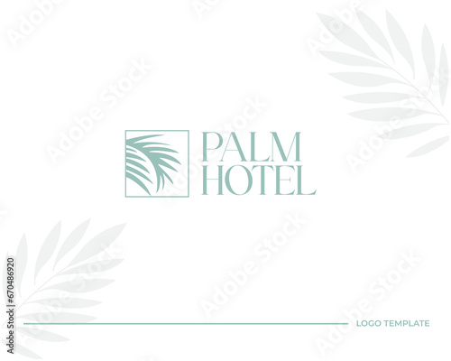 The palm resort logo design is simple and elegant