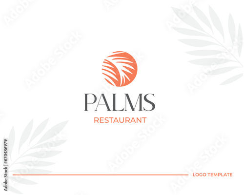 The palm resort logo design is simple and elegant