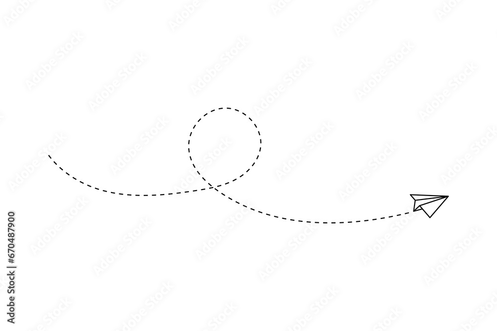 Paper plane with dotted line, paper airplane, travel symbol, isolated vector illustration. Paper plane with dotted line, paper airplane, travel symbol, isolated vector illustration.