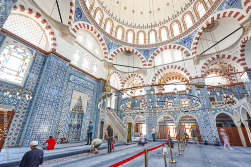 Famous Rustem pasha mosque interior. Iznik tiles. Istanbul, Turkey photo