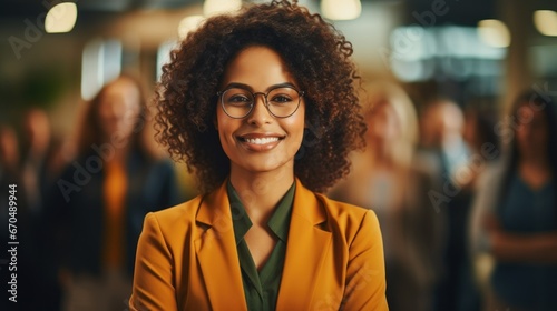 Portrait of a smiling african american businesswoman in eyeglasses Generative AI