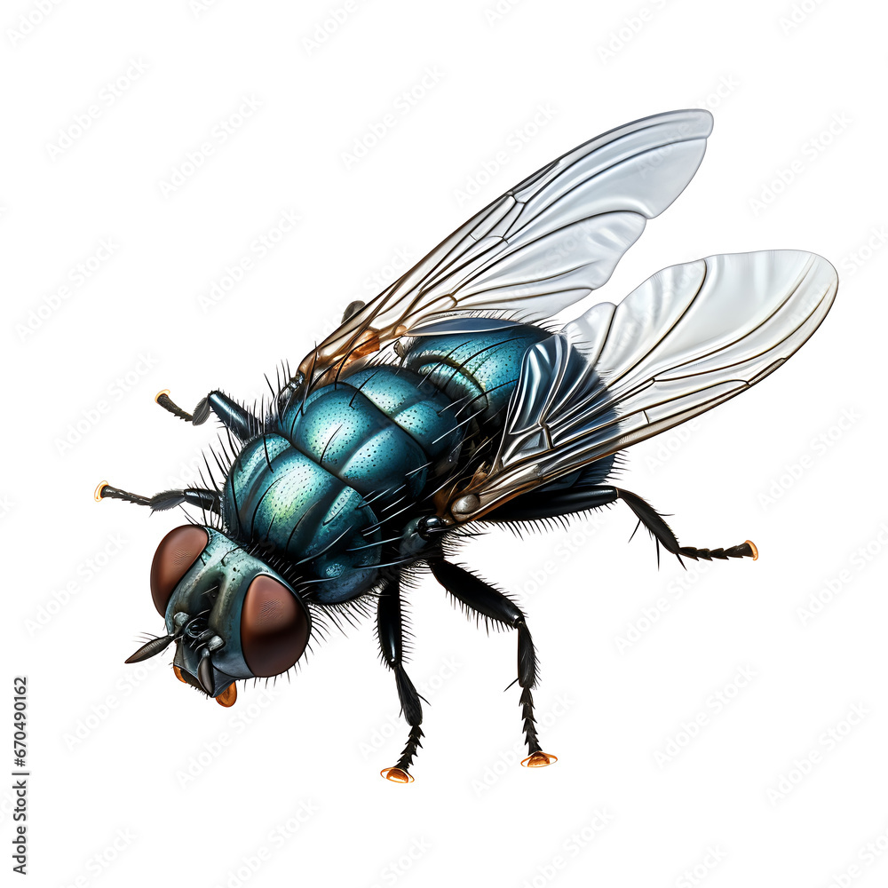 Fototapeta premium flie bug, insect, flie on clean white background, illustration of a flie