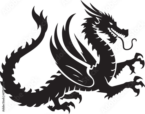 Dragon Silhouettes, Black Dragon Vector, Dragon Clipart © Aleksandar