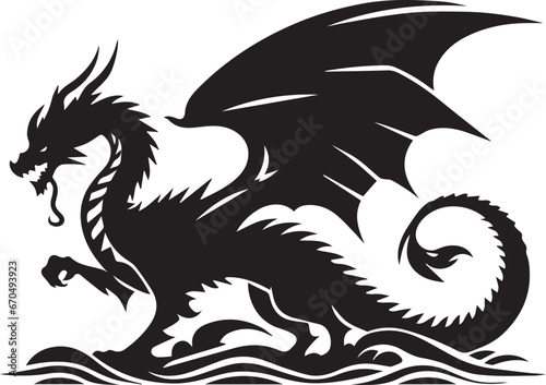 Dragon Silhouettes, Black Dragon Vector, Dragon Clipart