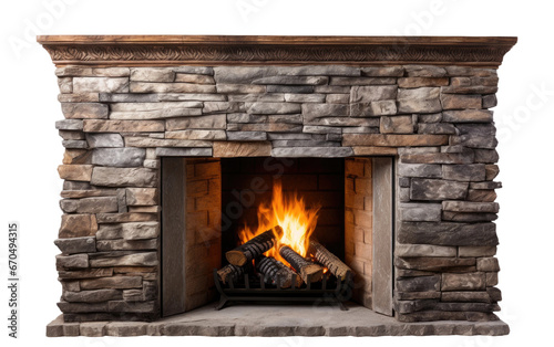 Cozy Home Fireplace Design on isolated background