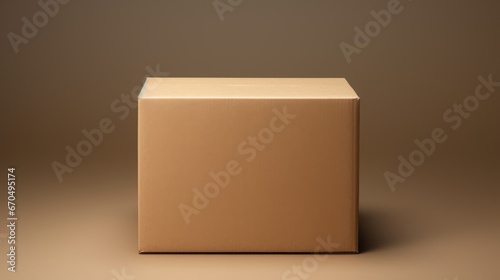 Brown cardboard box isolated on brown background. 3d render illustration. Generative AI © Alex