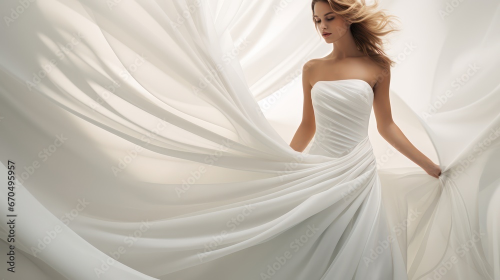 Beautiful young woman in white wedding dress. 3d rendering. Generative AI Beautiful young woman in white wedding dress. 3d rendering. Generative AI