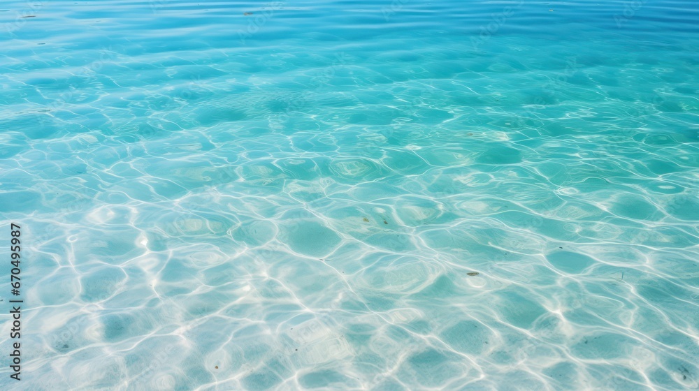 Fototapeta premium blue water in the sea with sun reflections and white sand, summer background Generative AI