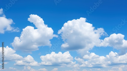 White fluffy clouds in the blue sky. 3d rendering illustration. Generative AI
