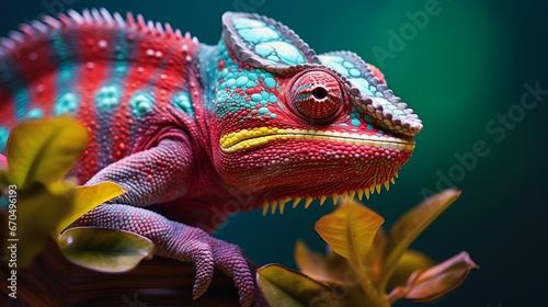 Chameleon on the bloom. Wonderful extraordinary close-up © Elshad