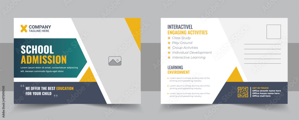 Kids back to school education admission postcard template design vector, school admission eddm postcard Kids back to school education admission postcard template design vector, school admission eddm postcard