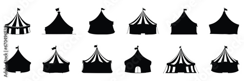 Circus silhouettes set, large pack of vector silhouette design, isolated white background