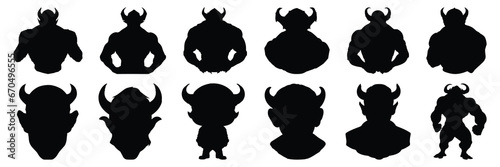Demon devil and hell silhouettes set, large pack of vector silhouette design, isolated white background