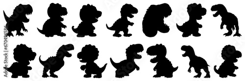 Dinosaur silhouettes set  large pack of vector silhouette design  isolated white background