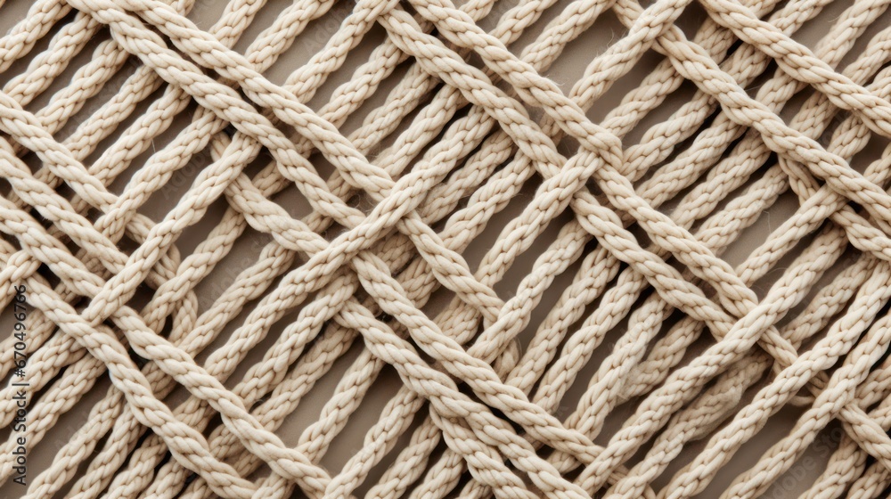 Close up of a beige rope as a background texture pattern. Generative AI