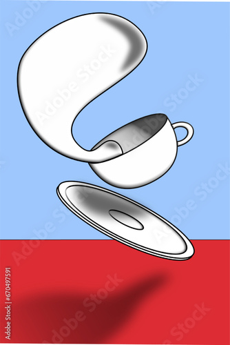 Coffee cup toss white blue and red