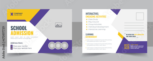 Modern kids back to school education admission postcard template design, Junior School Admission Eddm Postcard Design Template layout