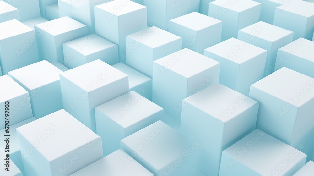 Abstract 3d rendering of white cubes on blue background. Futuristic background design. Generative AI Abstract 3d rendering of white cubes on blue background. Futuristic background design. Generative AI
