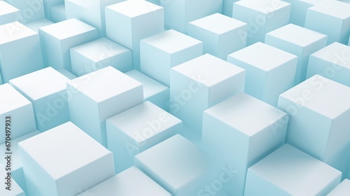 Abstract 3d rendering of white cubes on blue background. Futuristic background design. Generative AI