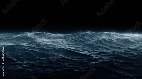 Blue sea waves on a black background. 3d render illustration. Generative AI © Alex