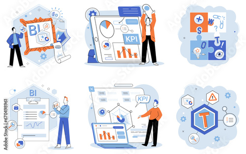 Analysis tool. Business intelligence. Vector illustration Analysis tools serve as metaphor for understanding complex business concepts The chart provides visual representation datpatterns A tool © Dmytro