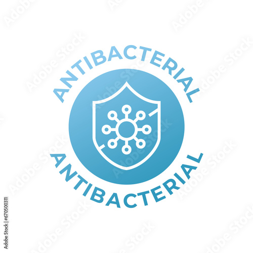 Antibacterial formula shield vector isolated sign for antiseptic cosmetics and medical pharmaceutical products