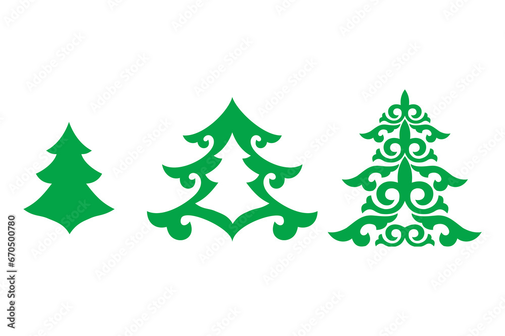 New Year's green Christmas trees