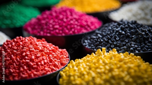 Multi-colored pellets for creature nourishing. Fertilizer in horticulture concept photo