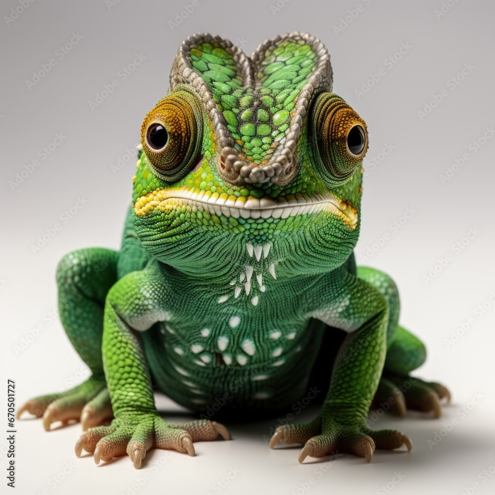 Obraz premium Chameleon on a white background closeup