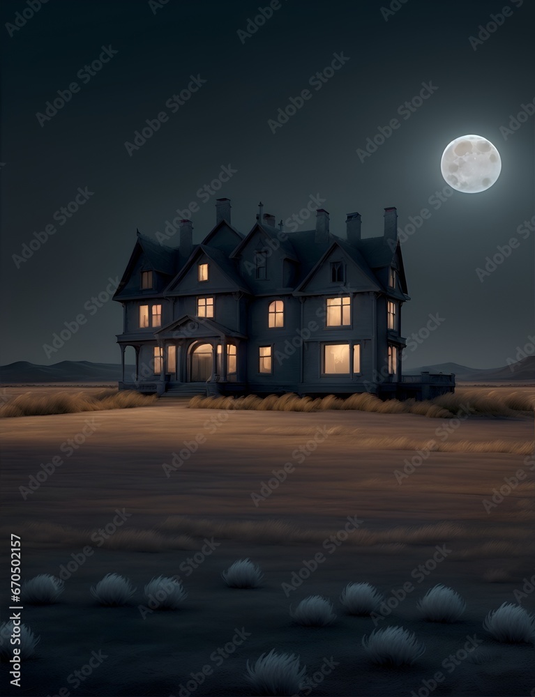Eerie Haunted House: A Chilling Night under the Full Moon Eerie Haunted House: A Chilling Night under the Full Moon