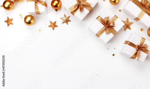 Christmas presents decoration with free space for your text. Merry Christmas Theme.  photo