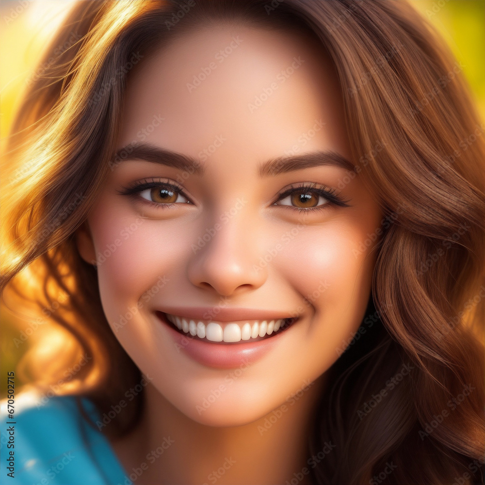 A close-up portrait of the carefree and joyful smile of a woman. Perfect for portrait, happiness, and lifestyle concepts. A close-up portrait of the carefree and joyful smile of a woman. Perfect for portrait, happiness, and lifestyle concepts.