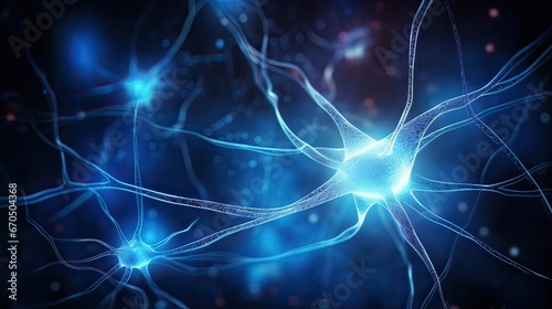 Neuron cells, glowing links, nervous system, symphony, electrical signals, mesmerizing, neural pathways. Generated by AI.