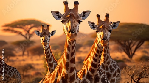Three giraffe on mount foundation © Ruslan