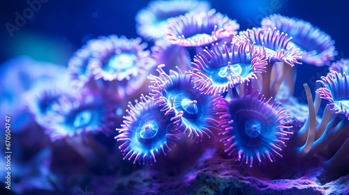 Zoanthids frag, Zoanthids colonies development from frags within the reef tank, with movement in water current