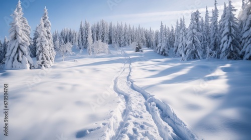 Alpine adventure, winter wonder, skiing paradise, mountain retreat, snow-covered peaks. Generated by AI. © Anastasia
