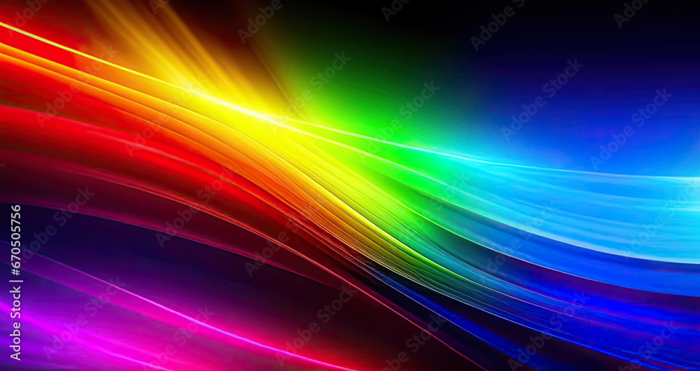 Abstract multicolored light refraction effect background. Rainbow colors texture for design. Artistic abstraction with colorful wavy lines. Generative AI
