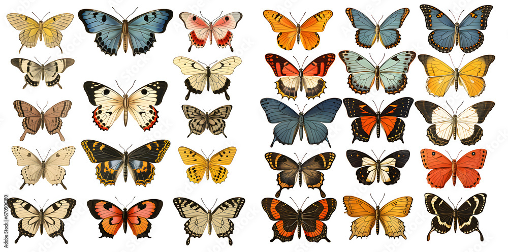 Obraz premium Butterfly watercolor illustration clipart. Generative AI.